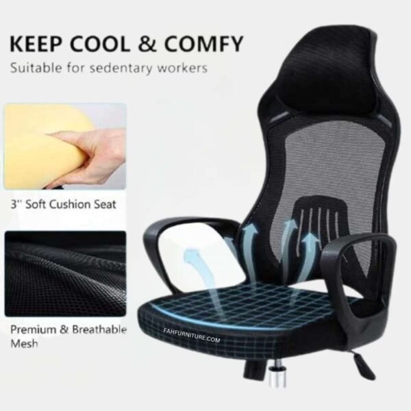 Sleek and Durable High-Back Mesh Office Chair - Image 3